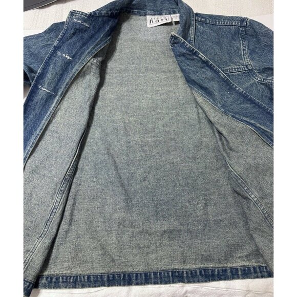 Vintage Keren Hart Womens Denim Jacket Balloon Sleeves Boho Jean Poof Puff Small - Picture 8 of 12